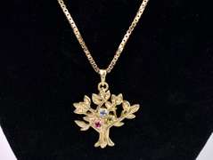 Wonderful Gemstone Tree Pendant in 14K Yellow Gold