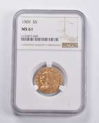 MS61 1909 $5 Indian Head Gold Half Eagle NGC
