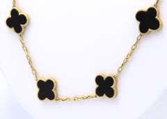 Fabulous 18kt Yellow Gold 20 Motifs Black Onyx Long Necklace