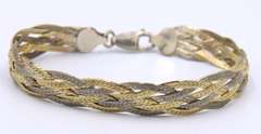 Set of Vintage Italian 925 Sterling Silver Braided Necklace with Matching Bracelet