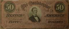 February 17th 1864 Confederate $50 CS-66, Circulated.