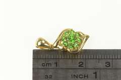 14K Yellow Gold Round Tsavorite Garnet Cluster Statement Pendant