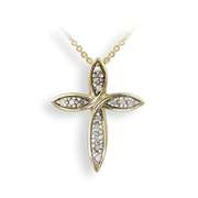 Diamond Ribbon Cross Necklace