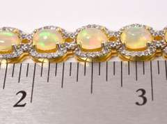 Darling 17.00CTW Ethiopian Opal W/ Fire & 4.00CTW Diamond Bracelet in Gold Plated Sterling Silver