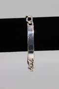 Italian .925 Sterling Silver 8mm Figaro Link ID Bracelet 7 Inches
