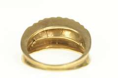 14K Yellow Gold Pearl Inset Scalloped Design Retro Cocktail Ring