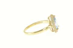 14K Yellow Gold Pear Blue Topaz Diamond Halo Engagement Ring
