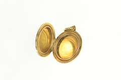 9K Yellow Gold 1960's Flower Engraved Photo Picture Locket Pendant