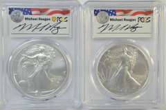 Reagan Signed 1st Day Issue PCGS MS70 2021 & 2022 $1 Eagles