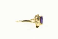 14K Yellow Gold Heart Amethyst Diamond Accent Love Symbol Ring