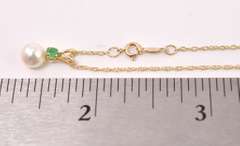 Precious Pearl and Emerald Pendant Necklaces in 14K Yellow Gold
