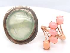 Lot of 2 Vintage 925 Sterling Silver Gemstone Rings