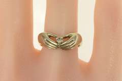 14K White Gold Diamond Hands Heart Claddagh Promise Ring