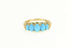 10K Yellow Gold Five Stone Turquoise Graduated Statement Ring