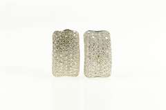 18K White Gold 3.00 Ctw VS Diamond Pave Encrusted Curved Earrings