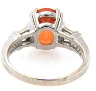 5.66ct Oval Orange Garnet and Baguette Diamond Ring in 18K