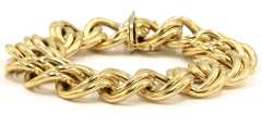 Polished Yellow Gold Double Link Wide Bracelet and Necklace Set