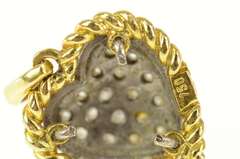 18K Yellow Gold Pave Two Tone Diamond Heart Love Symbol Pendant