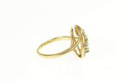 14K Yellow Gold Retro Diamond Oval Cluster Geometric Ring