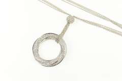 18K White Gold 3.50 Ctw Pave Diamond Circle Layered Chain Necklace