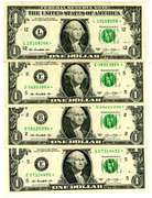 4 2013 $1 Federal Reserve Star Notes