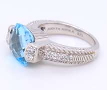 Judith Ripka Sterling Silver Dazzling Blue Topaz Ring