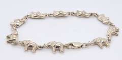 Vintage 925 Sterling Silver Elephant Link Bracelet