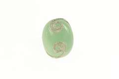 14K Yellow Gold Cabochon Nephrite Jade Swirl Statement Ring