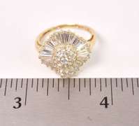 Wonderful CZ Cluster Ring in 14K Yellow Gold