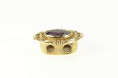 10K Yellow Gold Oval Grooved Amethyst Slide Bracelet Charm/Pendant