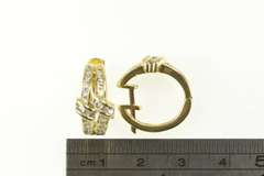 14K Yellow Gold Classic Diamond Encrusted Statement Hoop Earrings