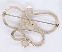 Vintage 925 Sterling Silver Signed Black Onyx Brooch