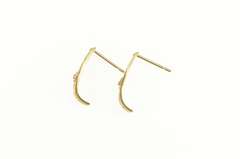 10K Yellow Gold Rose Diamond Cut Leaf Curved Bar Earrings