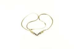 14K Yellow Gold Marquise Natural Sapphire Diamond Chevron Necklace