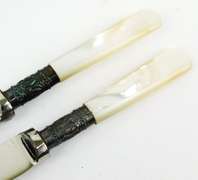 Antique English Sterling & Mother Of Pearl Fruit Knives