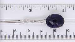 Vintage White Gold Inspired Iolite and Diamond Pendant on Chain