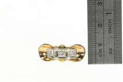 14K Yellow Gold 0.30 Ctw 1940's Diamond Ornate Statement Ring