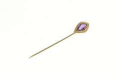 14K Yellow Gold Victorian Fantasy Cut Amethyst Ornate Stick Pin