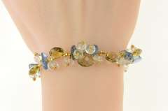 14K Yellow Gold Citrine Smoky Quartz Blue Topaz Stone Bracelet