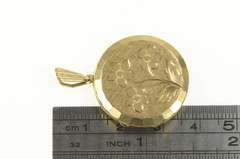 9K Yellow Gold 1960's Flower Engraved Photo Picture Locket Pendant