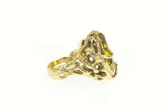 14K Yellow Gold 15.00 Ct Pear Golden Topaz Vine Cocktail Ring