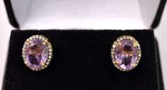 Precious 4.00CTW Amethyst & 0.50CTW Diamond Earrings in Gold Plated Sterling Silver