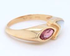 Stunning Yellow Gold Marquise Tourmaline and Mop Fancy Ring