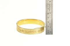 Gold Filled Squared Floral Pattern Engraved Bangle Bracelet