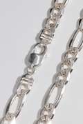 Italian .925 Sterling Silver 9mm 3+1 Figaro Pave Link Chain 22 Inches