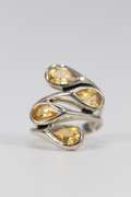 .925 Sterling Silver Citrine Gemstone Ring Size 7