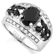 IRRESISTIBLE ! CREATED BLACK SAPPHIRE 925 STERLING SILVER RING