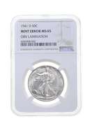 MS65 ERROR 1941-D Walking Liberty Half Dollar - OBV Lamination - NGC