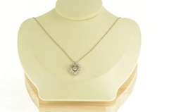 14K White Gold 0.90 Ctw 1940's Diamond Heart Love Symbol Necklace