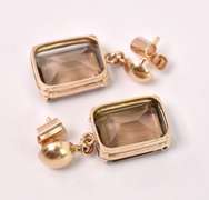 Marvelous Large Smokey Quartz Earrings in Yellow Gold